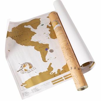 Mapa Raspadinha, de papel cuch&ecirc; (88 x 52 cm) &ndash; ao raspar os pa&iacute;ses com uma moeda, aparecem as cores. Walmart.com, R$ 94,66.
