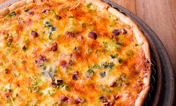 Quiche de espinafre e bacon
