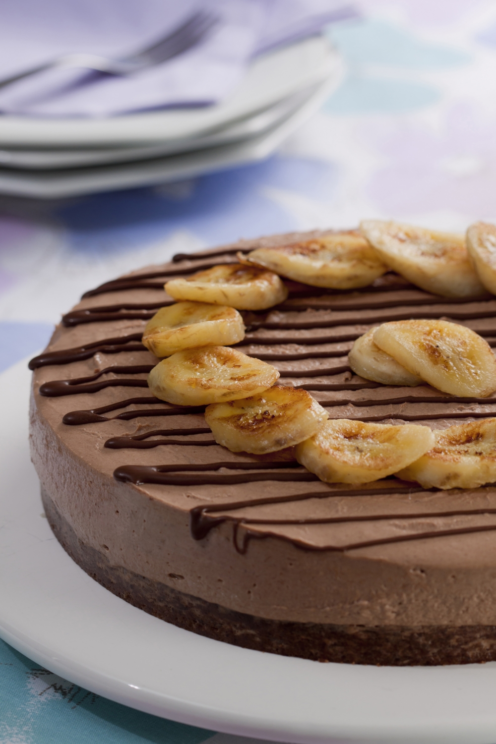 Torta gelada de banana e chocolate