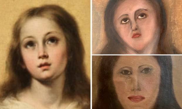Restauração de pintura tem resultado um tanto quanto desastroso