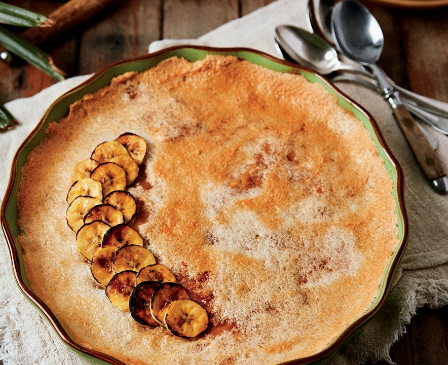 Torta de banana com creme de paçoca - Sabores do Brasil