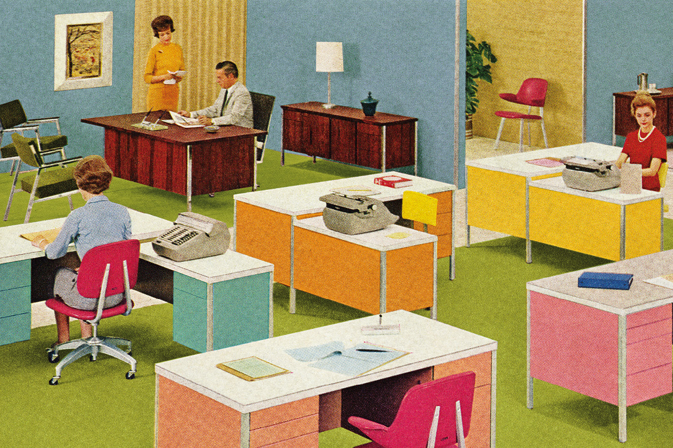 ilustra&ccedil;&atilde;o retr&ocirc; de escrit&oacute;rio