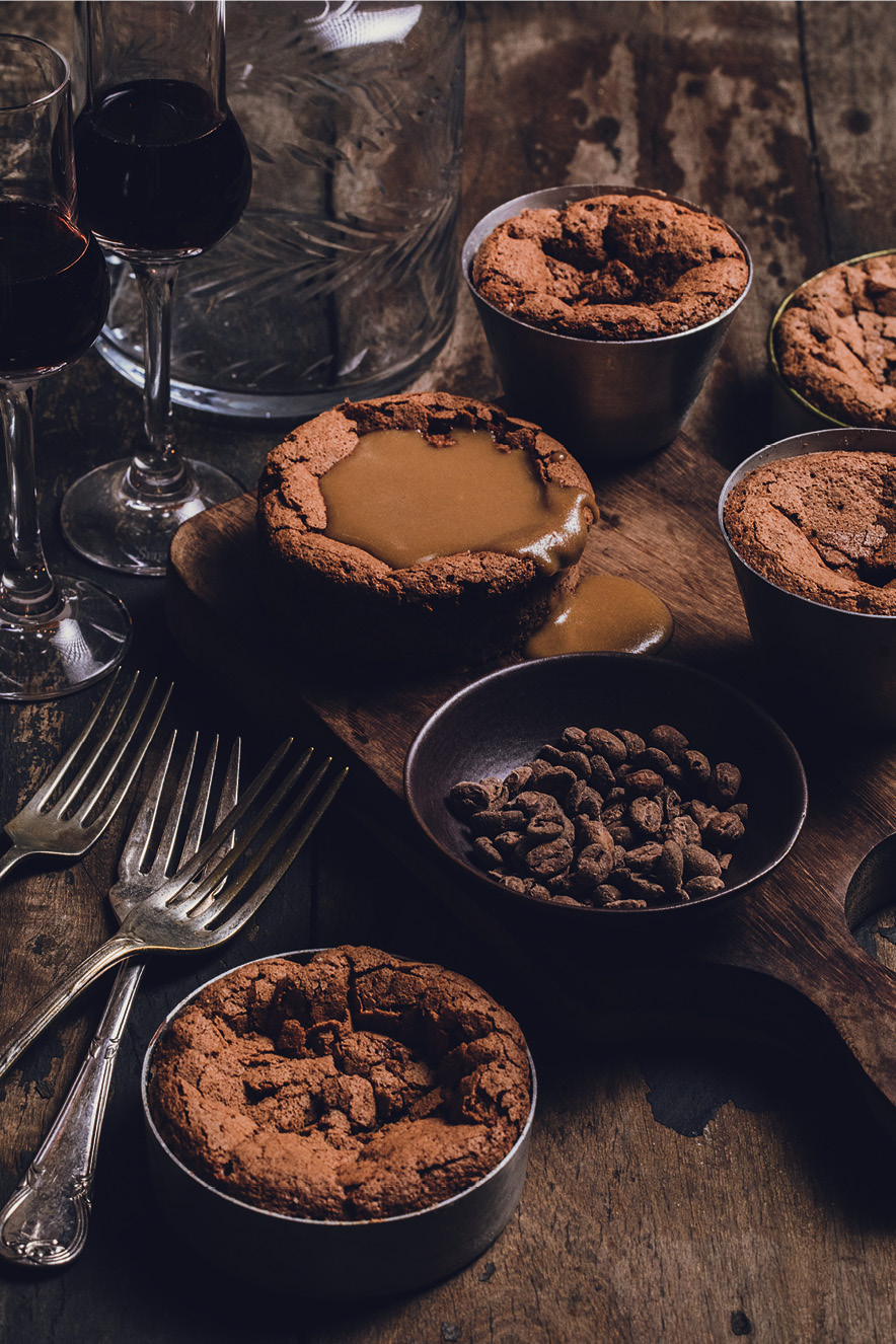 Bolinho de chocolate com zabaione