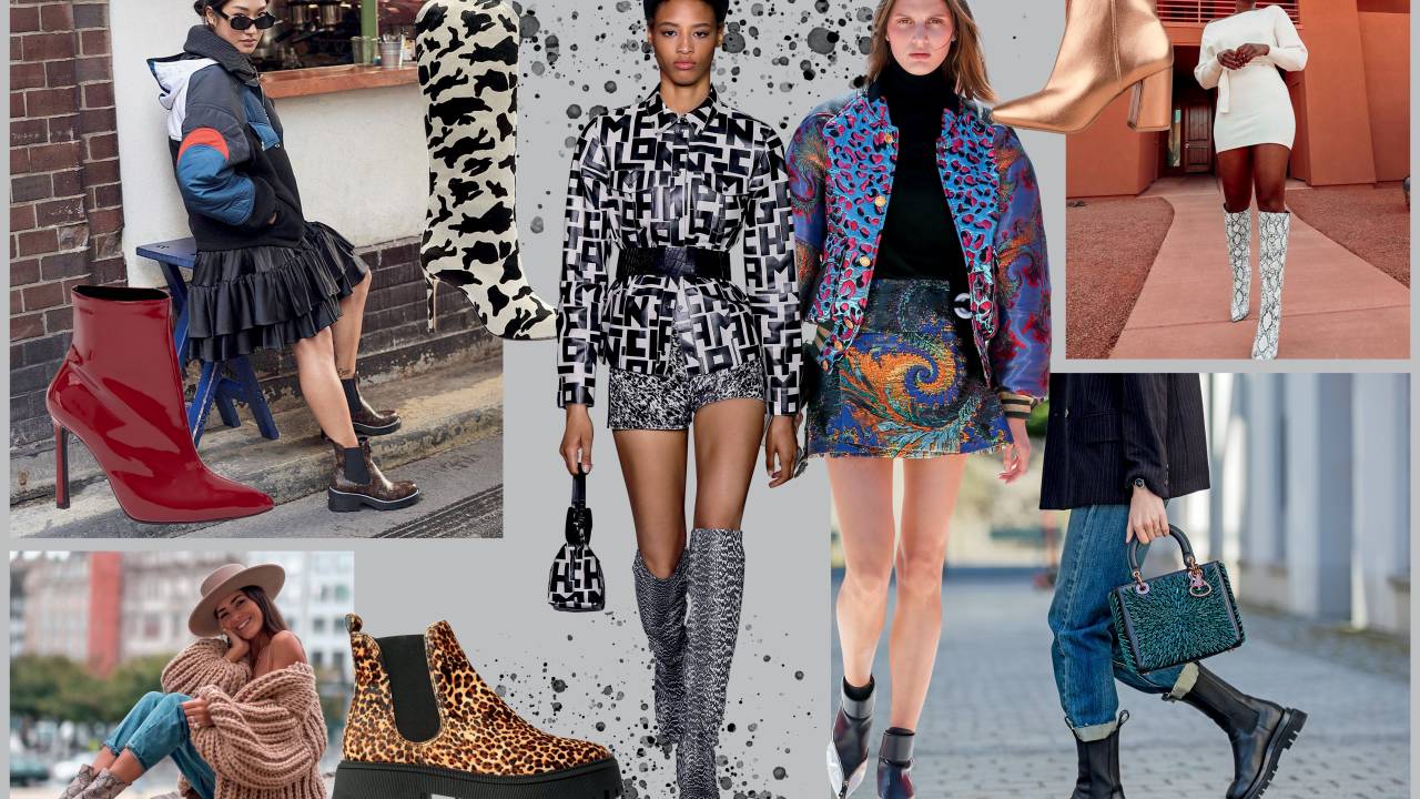 mulheres usando botas e fotos de calçados