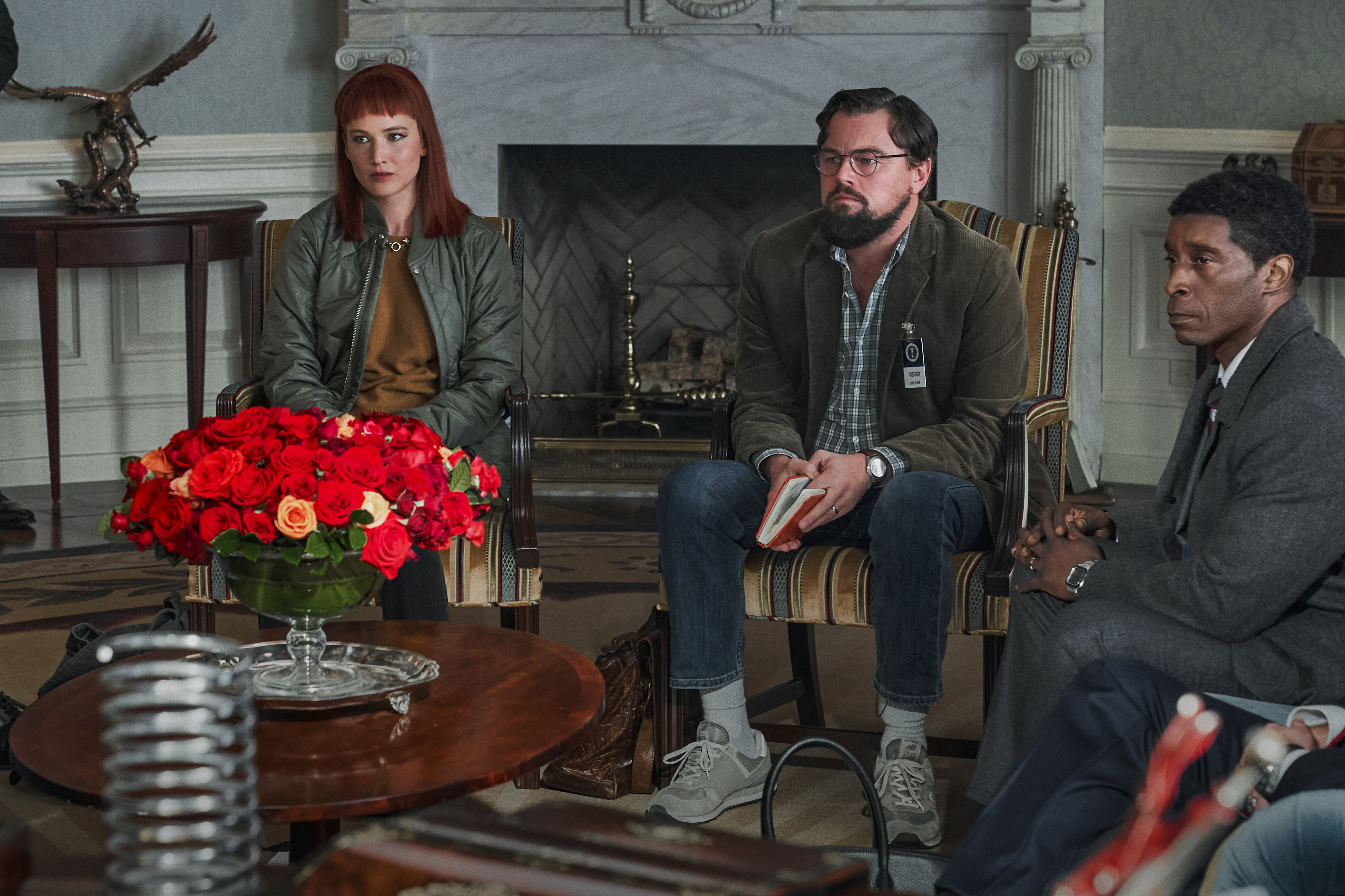 Leonardo DiCaprio e Jennifer Lawrence em 