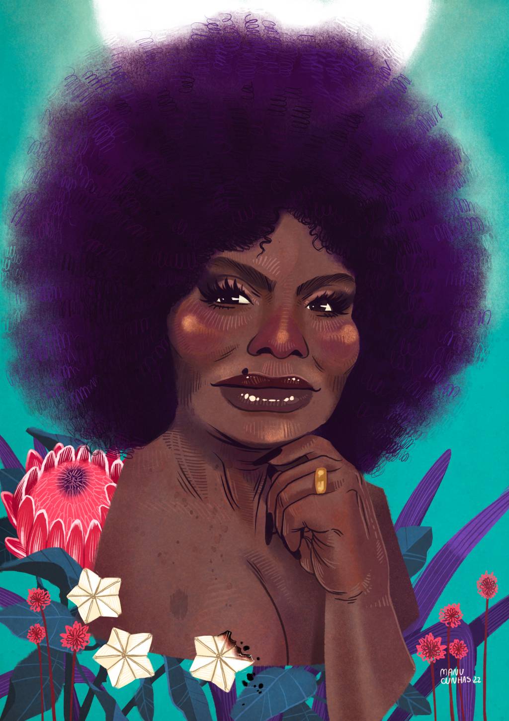 Ilustração NFT Elza Soares Ilustração de Elza Soares feita por Manu Cunhas como NFT.