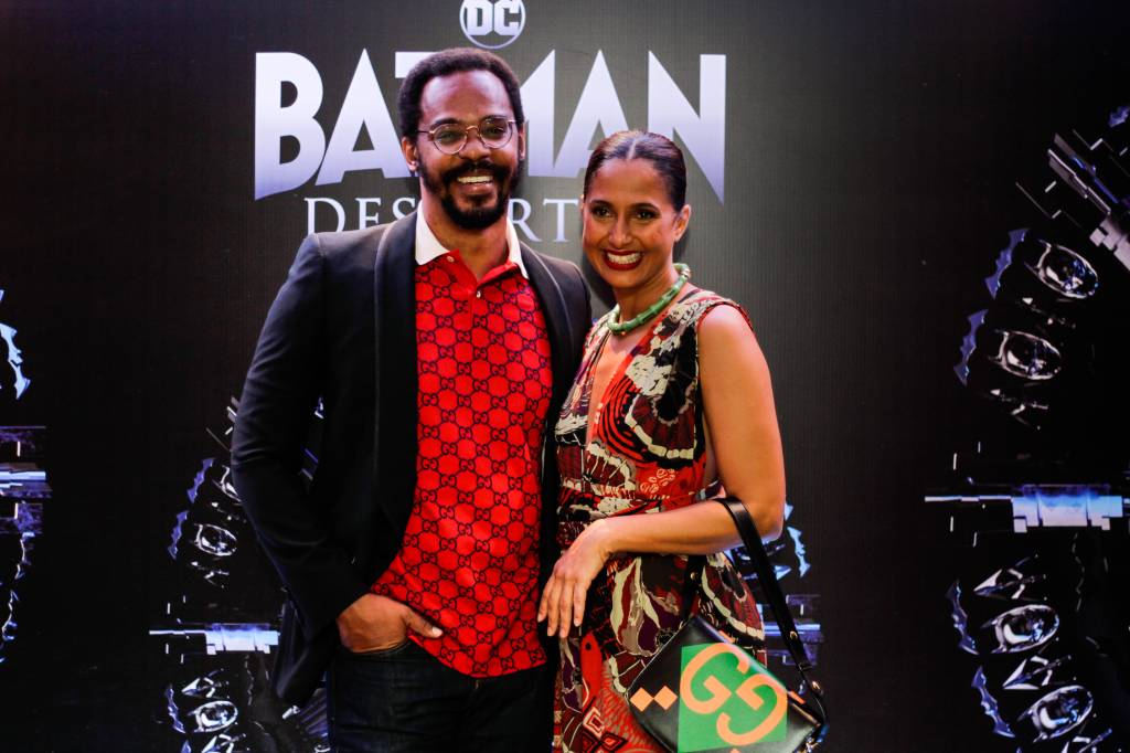 Bruno Polleti Camila e Rocco Pitanga na coletiva de imprensa de Batman Despertar.