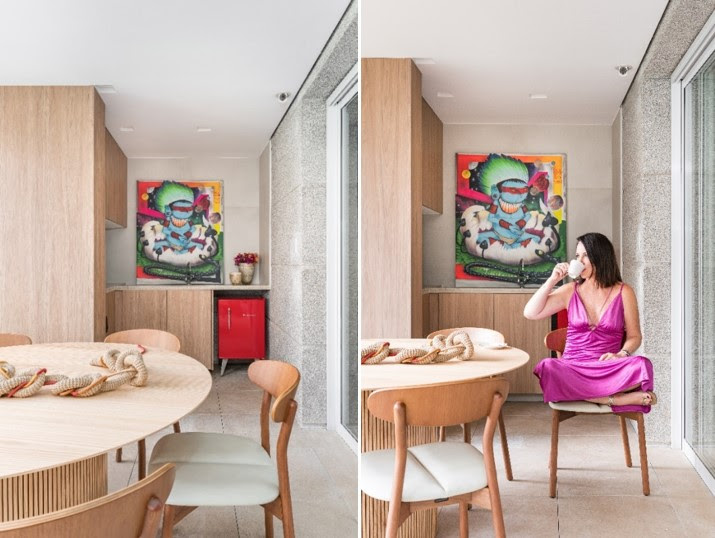 Apartamento instagramável Obras de arte também podem compor a decoração de ambientes externos, como a varanda gourmet.