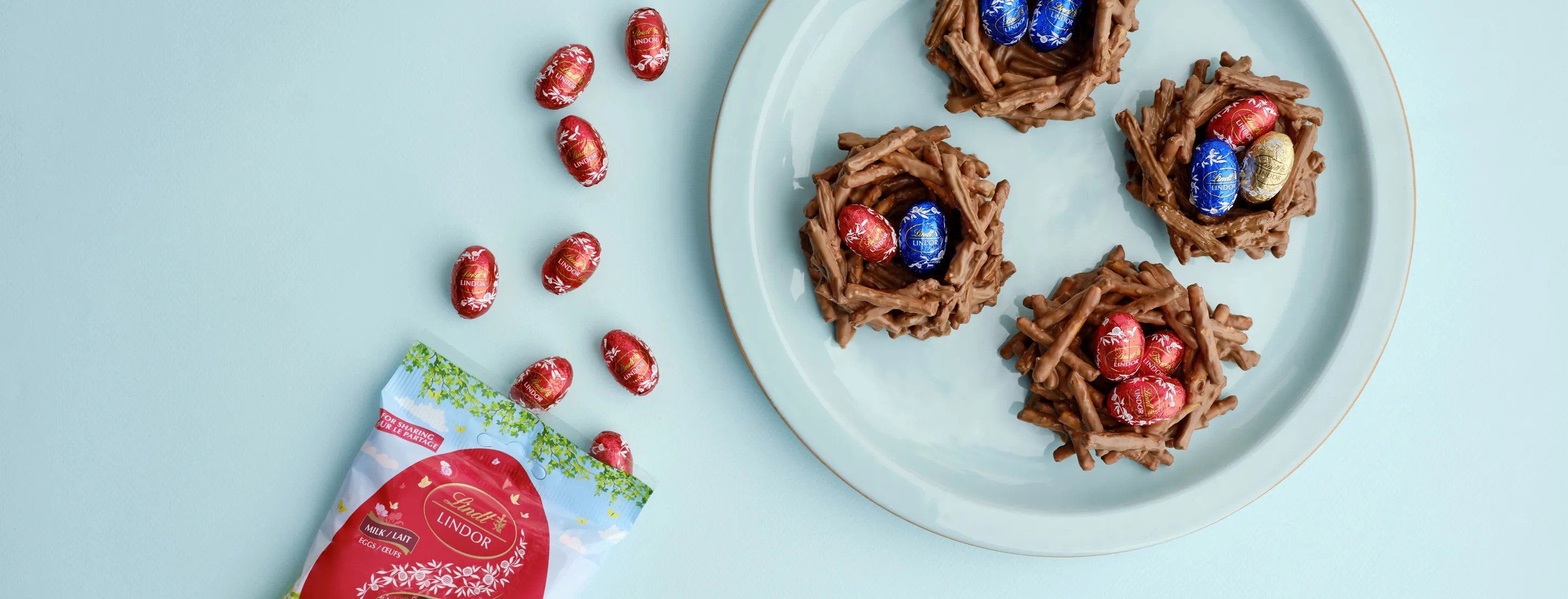 Receita de ninhos de P&aacute;scoa com chocolate ao leite