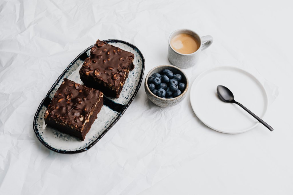 Esse brownie além de doce, é rico em fibras.