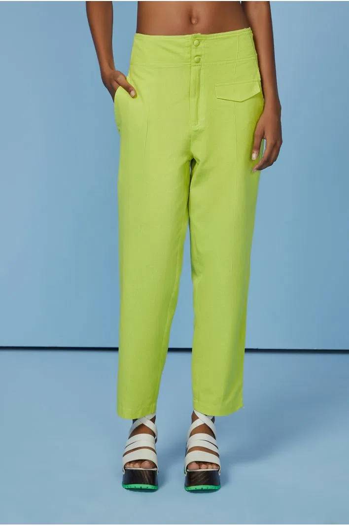 Cal&ccedil;a de linho verde lim&atilde;o