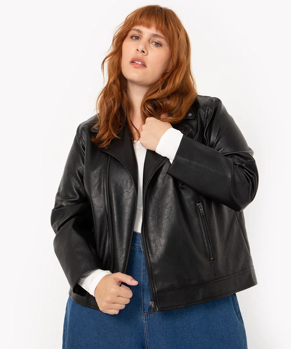 Jaqueta de couro plus size