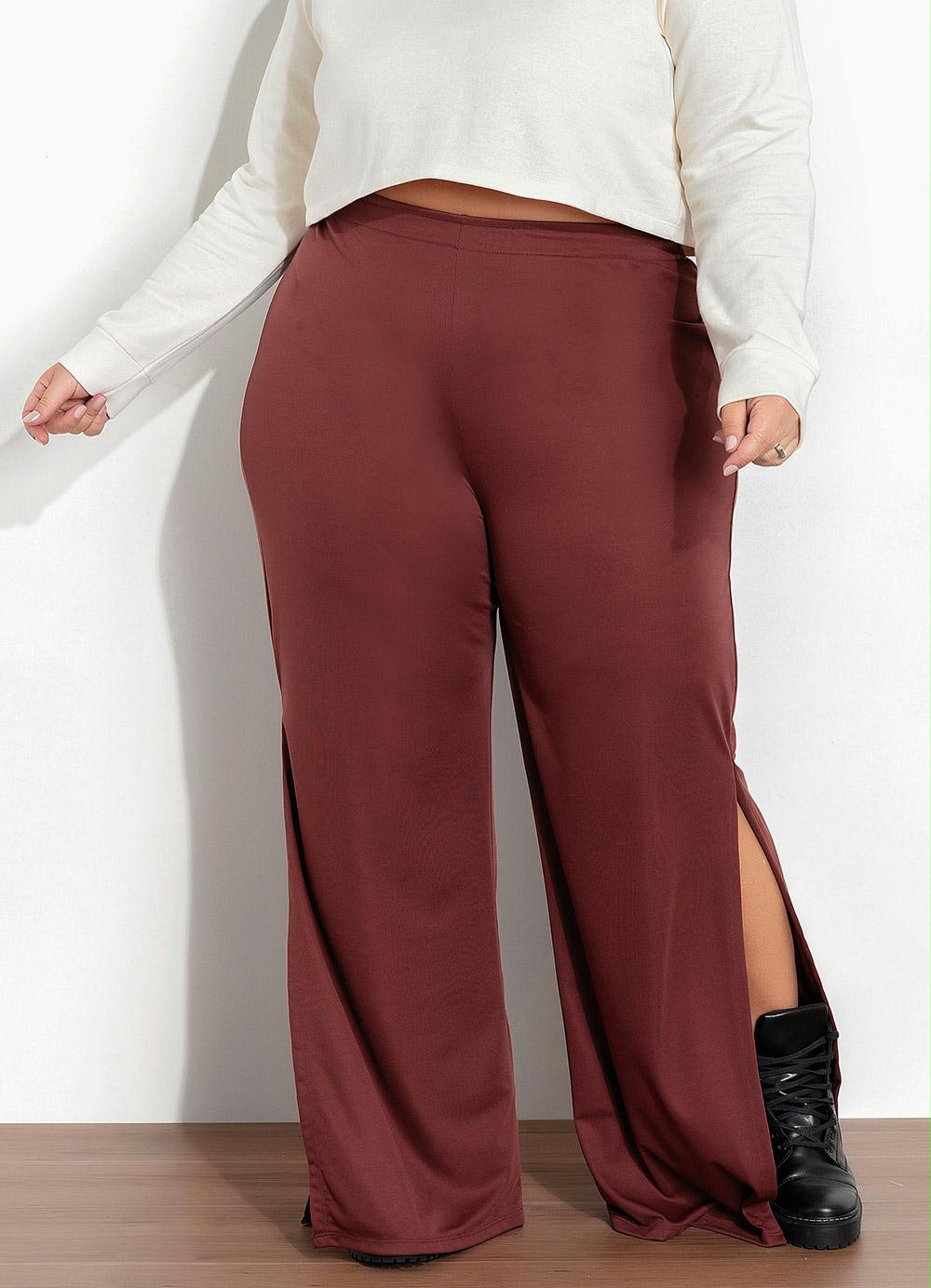 Calça pantalona terracota plus size