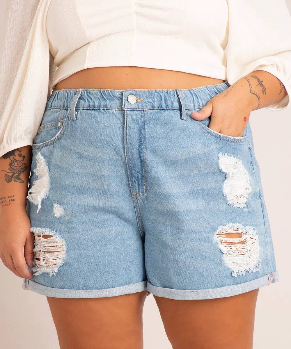short jeans claro plus size