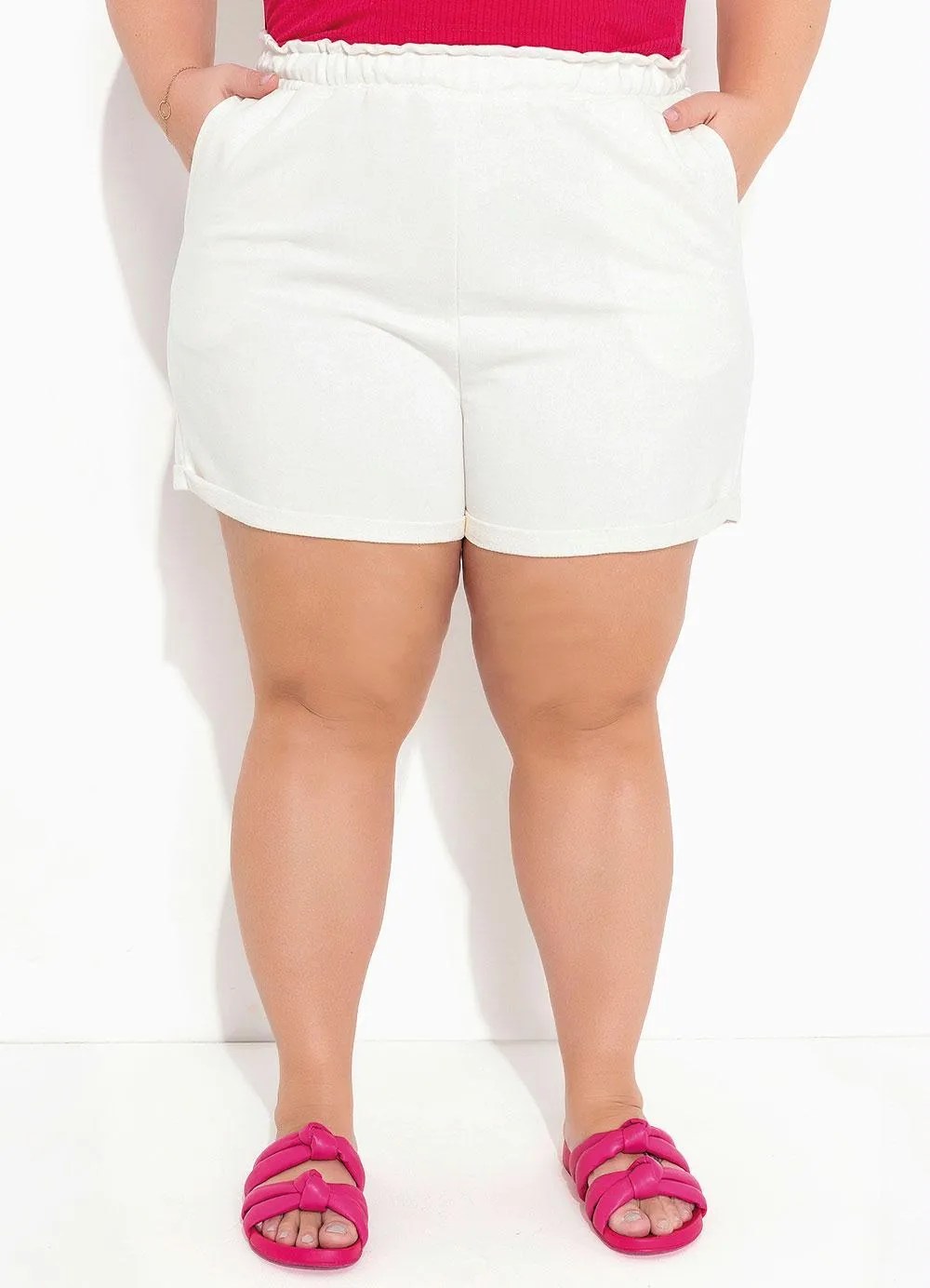 short branco plus size