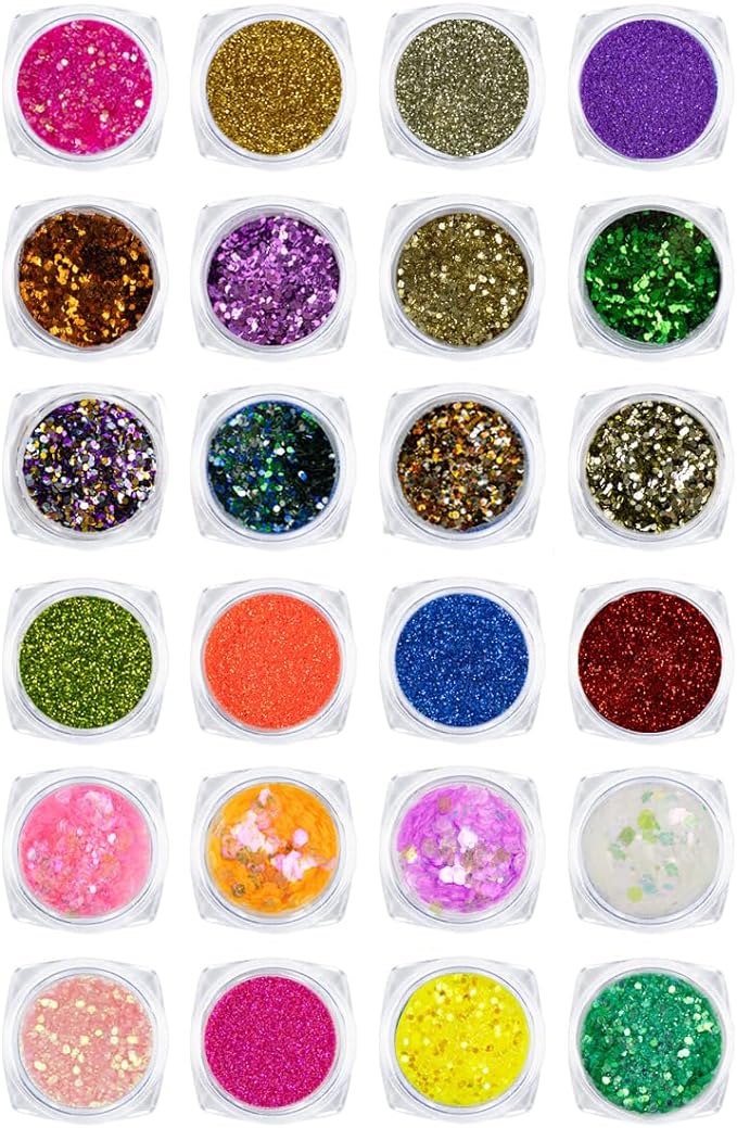 Kit 24 Glitters Flocados para Nail Art