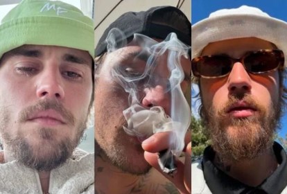 Justin Bieber posta fotos fumando maconha e chorando.