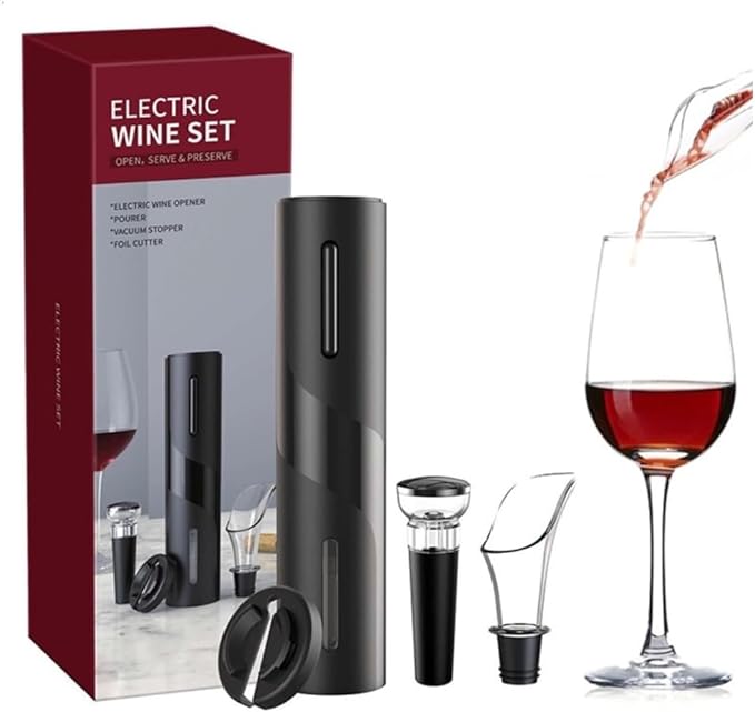 Kit Abridor de Vinhos Saca Rolhas Elétrico Automático