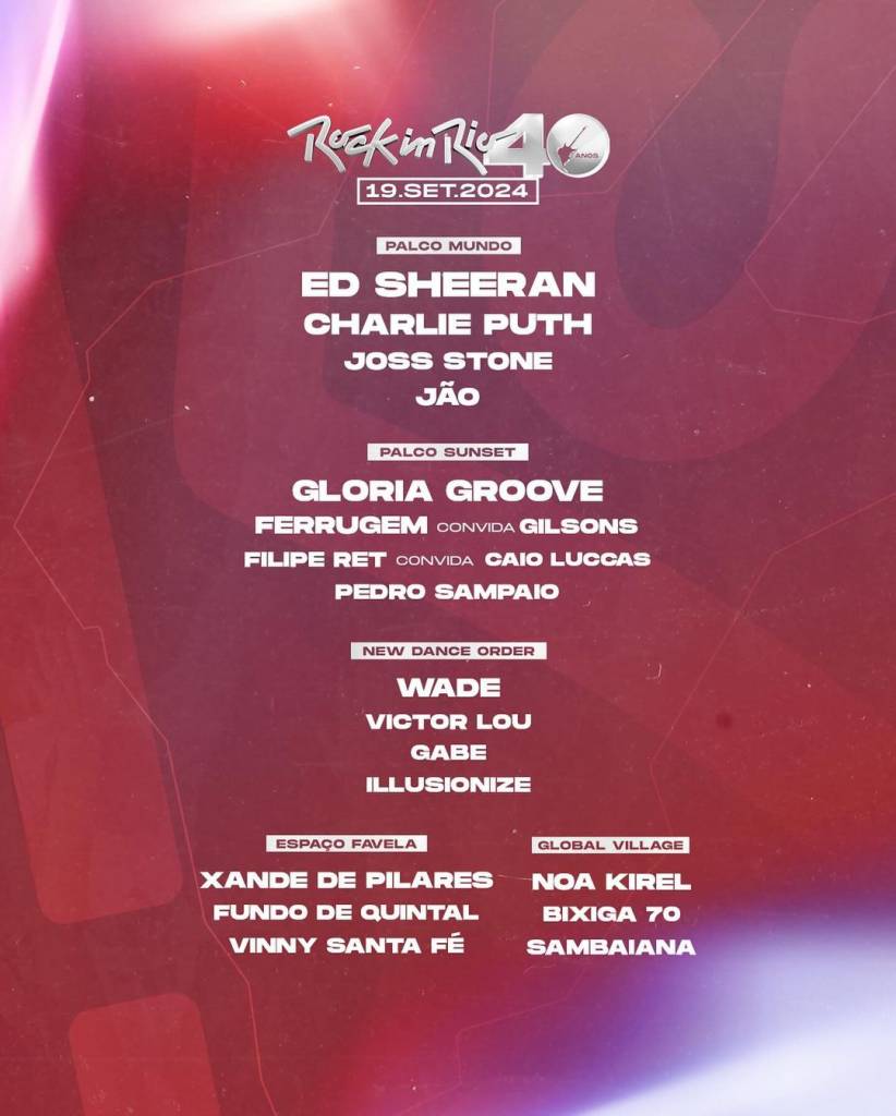 Programação dos palcos do Rock in Rio 2024 dia 19 de setembro