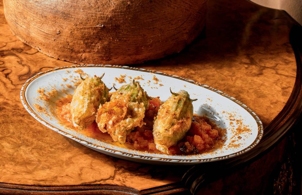 Receita de flor de abobrinha recheada