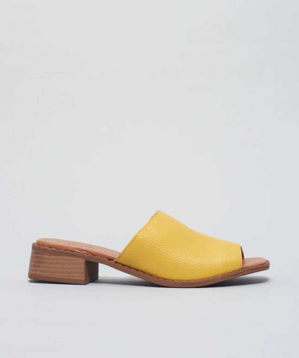 Salto marrom e amarelo