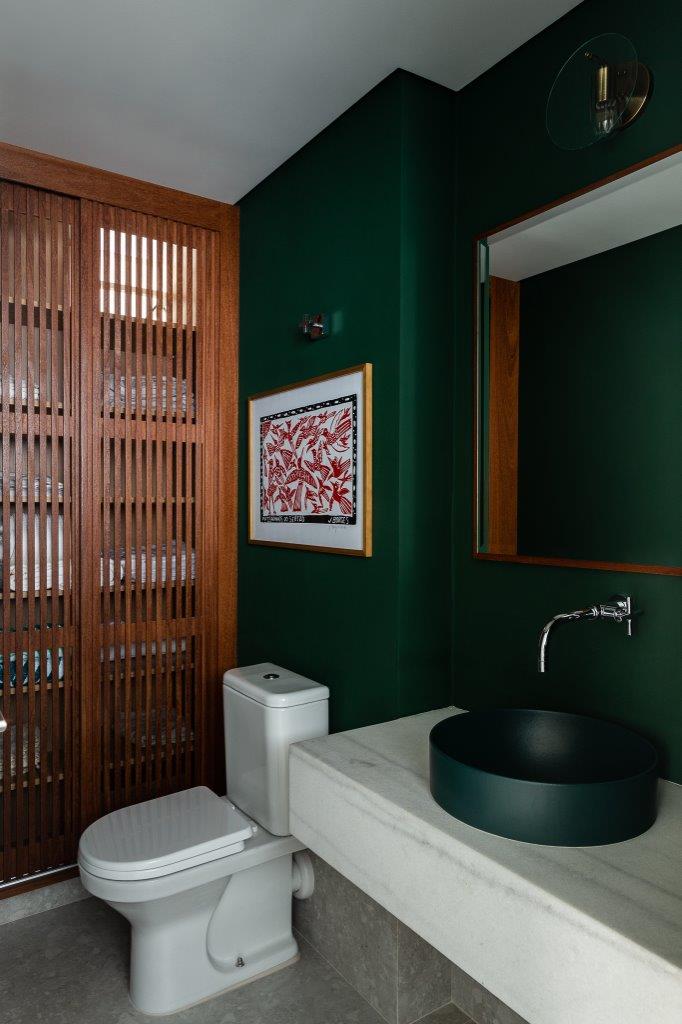 banheiro-verde-elegante Banheiros com decoração verde para se inspirar