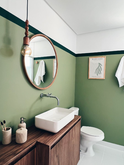banheiro-verde-moderno Banheiros com decoração verde para se inspirar