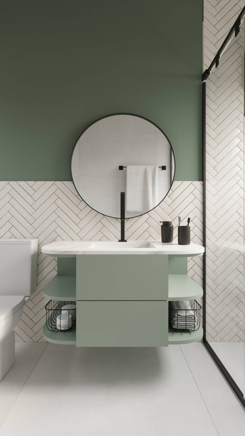 banheiro-verde-sofisticado Banheiros com decoração verde para se inspirar