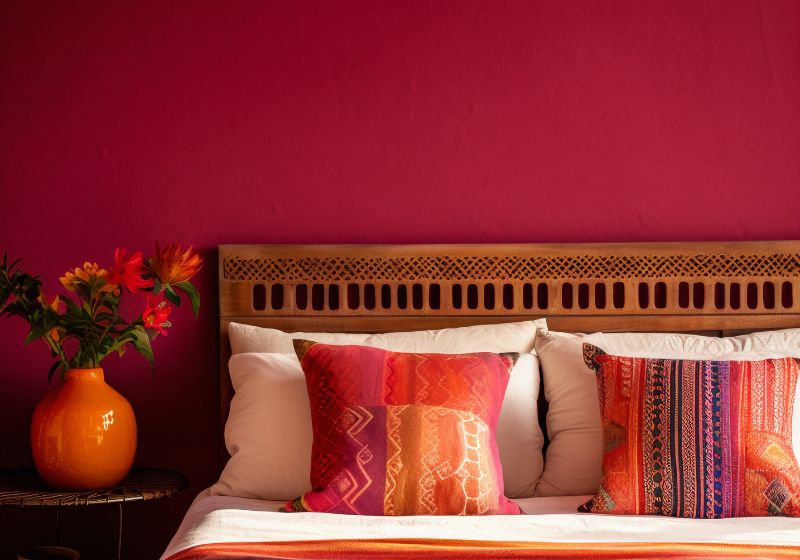 quarto-magenta Parede magenta em quarto