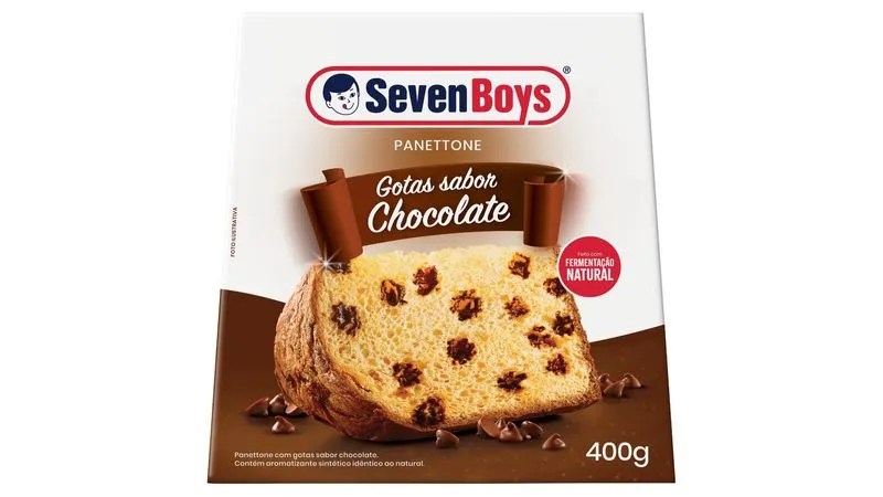 Seven Boys - Panettone Gotas Sabor Chocolate (R$ 17,99 - 400g) Seven Boys - Panettone Gotas Sabor Chocolate (R$ 17,99 - 400g)