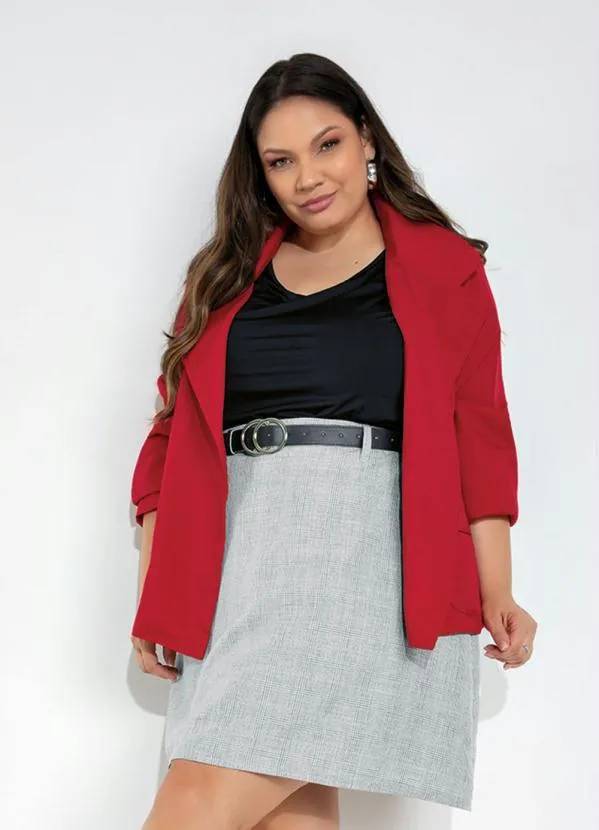 Blazer vermelho plus size
