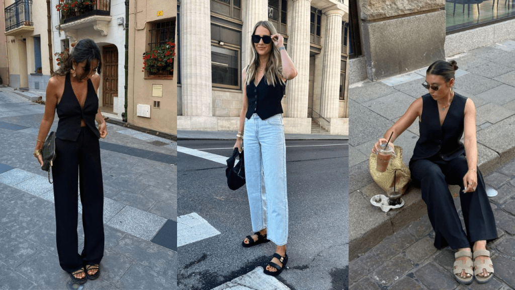 O colete de alfaiataria sozinho deixa o look mais sexy e elegante