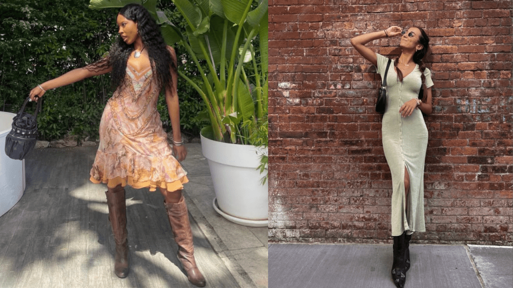 como-usar-bota-com-vestido-e-saia Com vestidos e saias, o segredo está nas proporções e nas conexões visuais