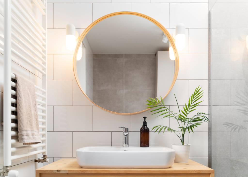 decoracoes-baratinhas-apartamento-alugado-banheiro No banheiro, trocar o espelho, metais e iluminação renovam o cômodo sem gastar muito em apartamentos alugados
