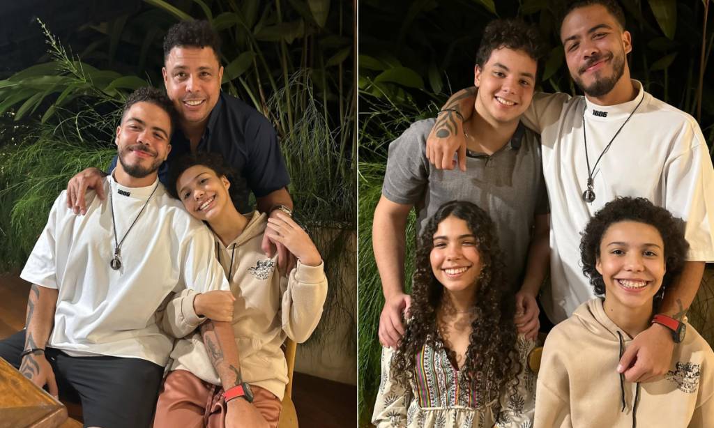 ronaldo-filhos Ronaldo com os filhos Ronald, Alex, Maria Sophia e Maria Alice