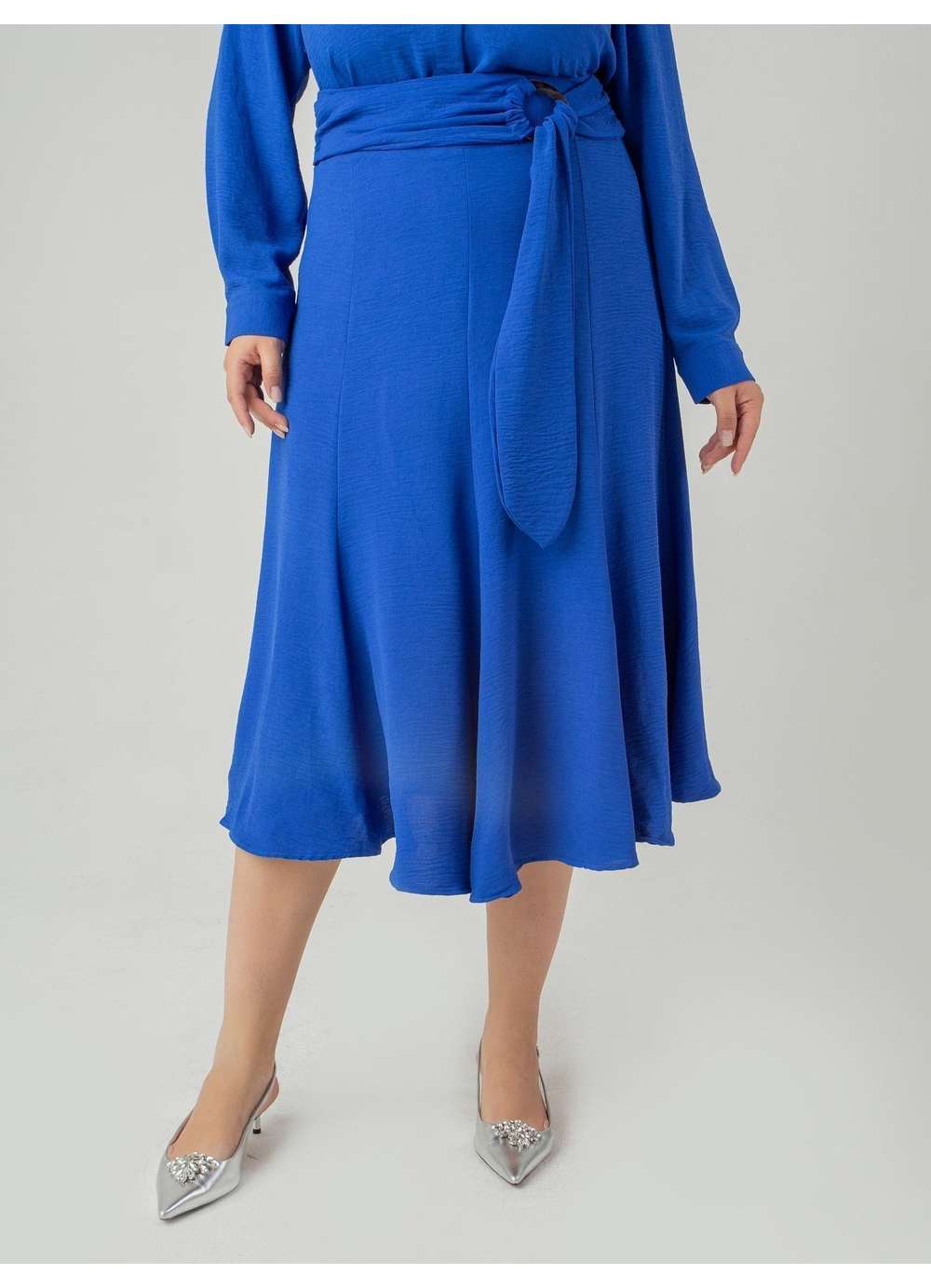 Saia plus size azul