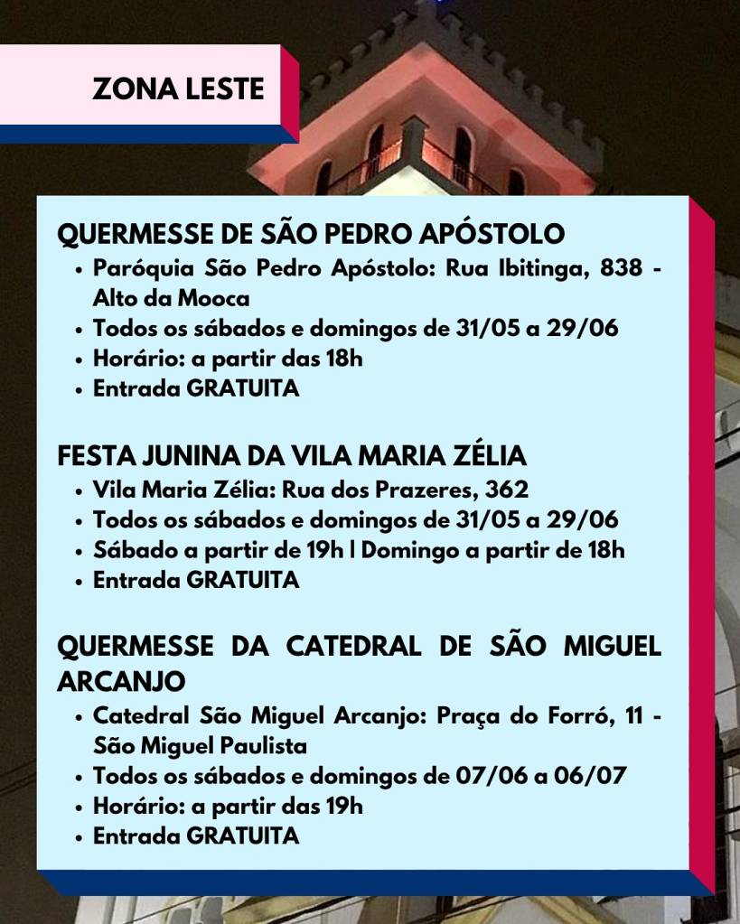 Quermesses e festas juninas agitam a zona Leste de São Paulo em 2025