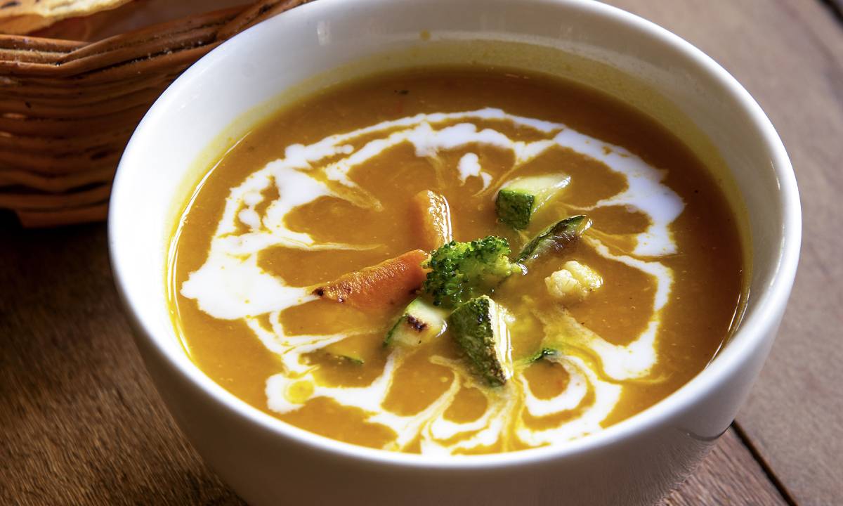 Sopa de abóbora com alho-poró