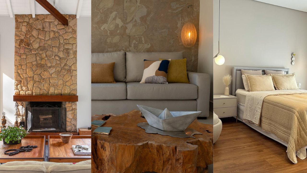 Três imagens mostram decorações que aquecem o ambiente.