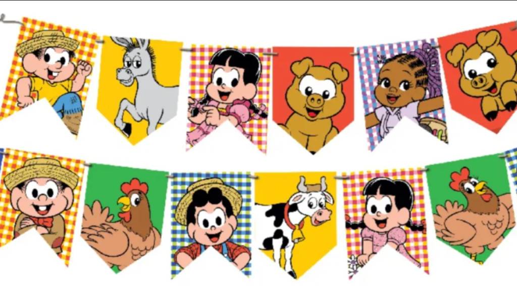 Bandeirinhas com personagens da turma do Chico Bento farão sucesso na sua festa junina