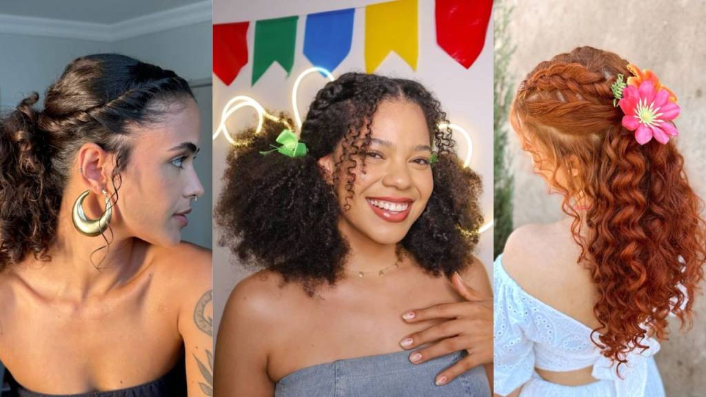 Penteados juninos para cabelos cacheados: 5 ideias lindas e fáceis de fazer