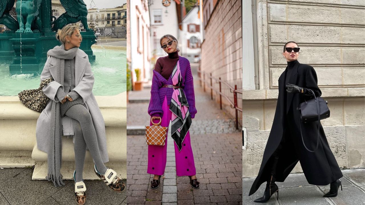 Três imagens de looks de inverno