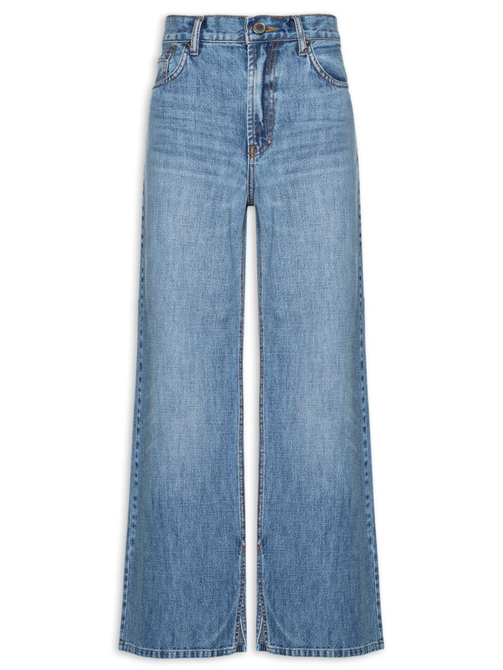 Calça wide leg jeans azul claro