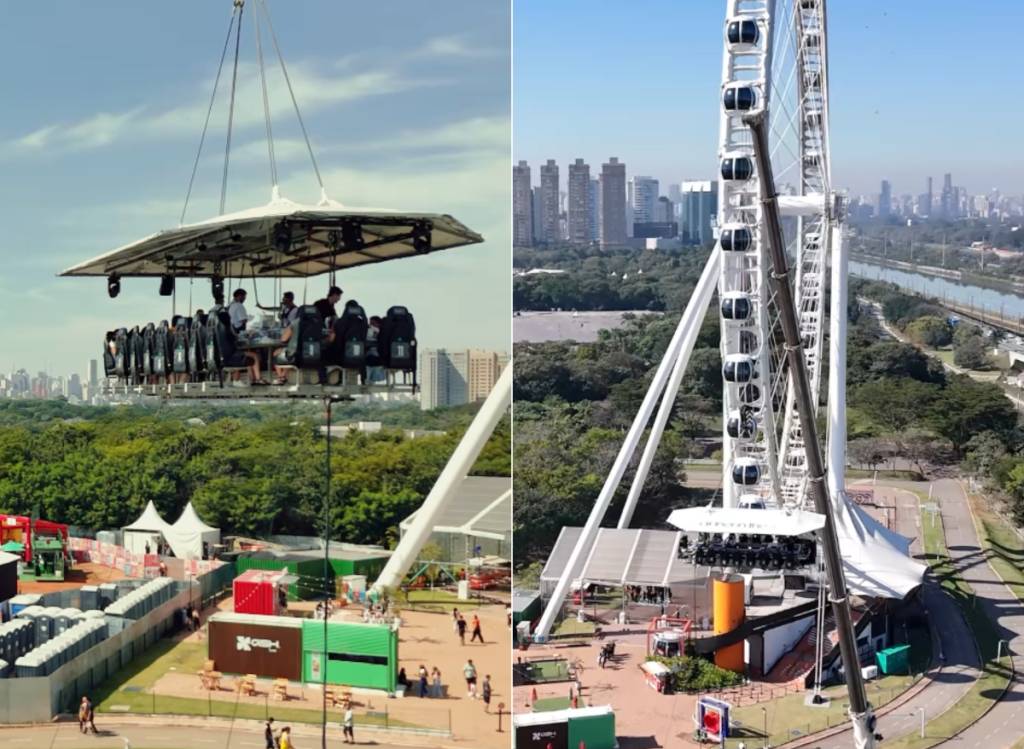 Roda-gigante e parque Cândido Portinari também fazem parte da vista do Dinner in the Sky, em São Paulo