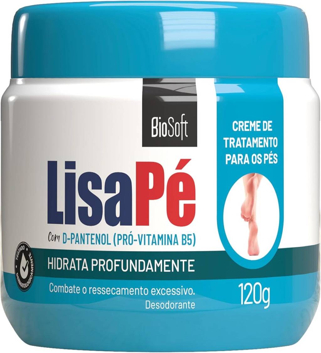 Imagem mostra embalagem de hidratante para pés, de Soft Hair, ideal para o ressecamento no inverno.