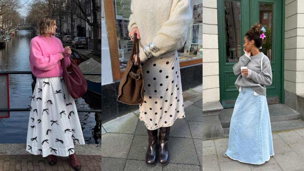 Saia longa + suéter: 15 looks românticos e cheios de estilo