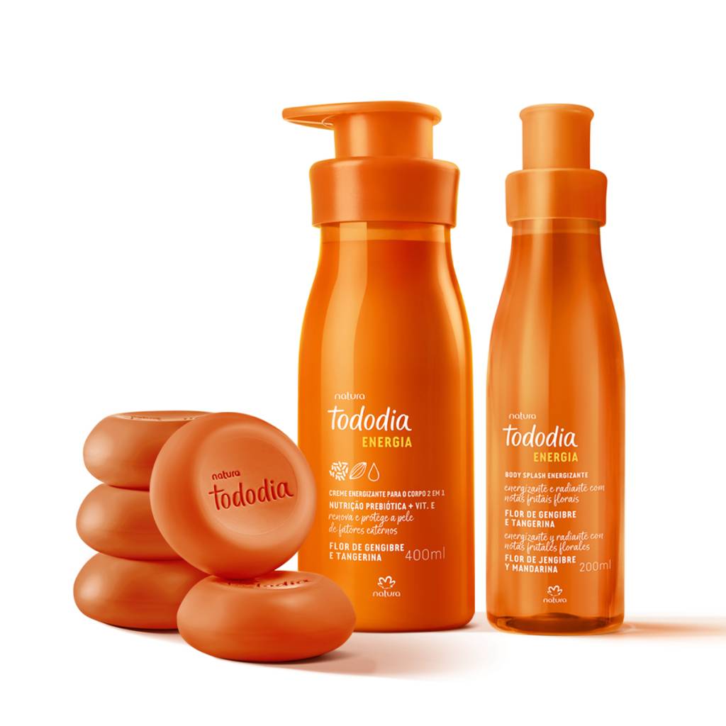 Kit Tododia Energia Flor de Gengibre e Tangerina com Sabonete, Hidratante e Body Splash