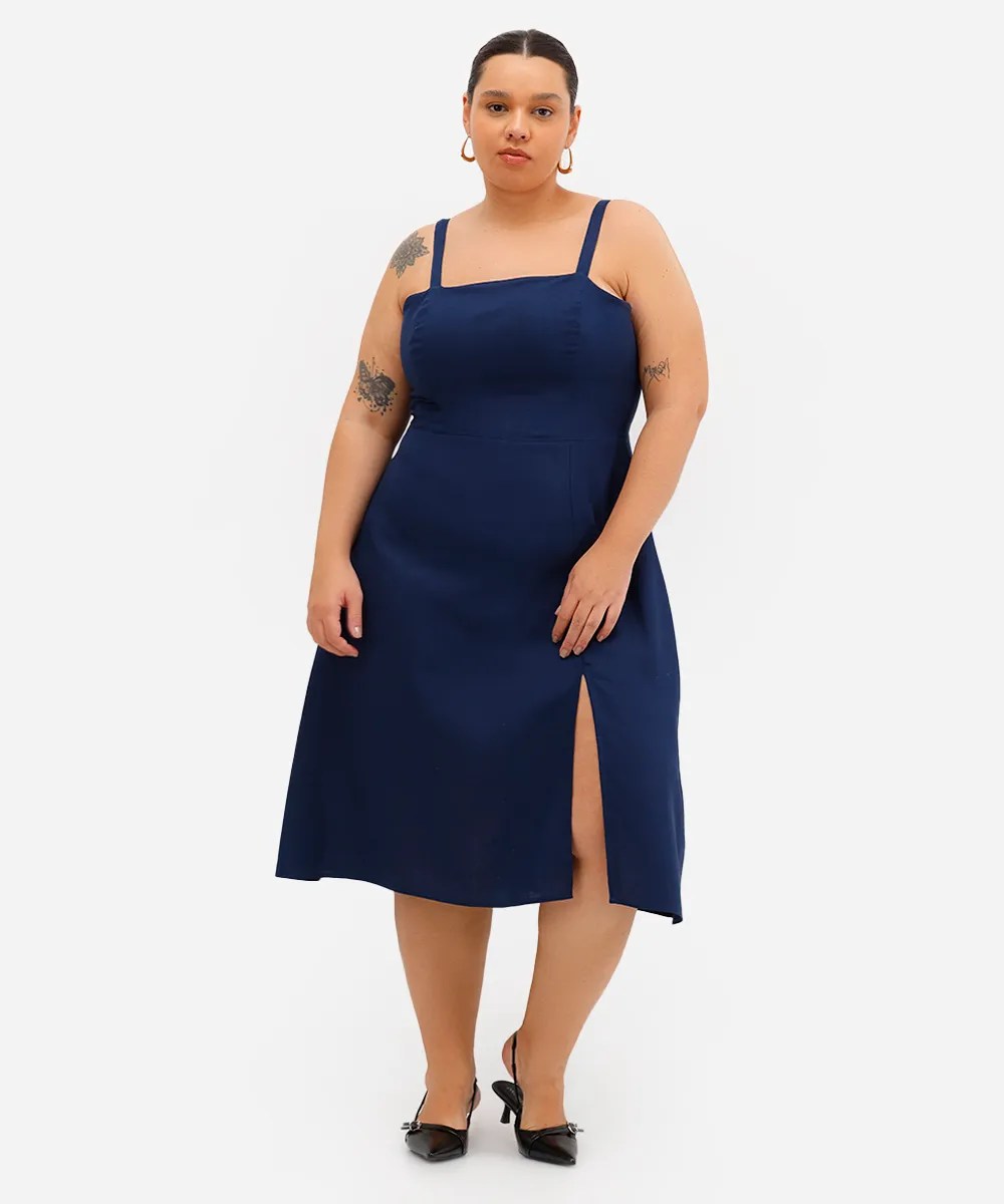 Vestido plus size azul