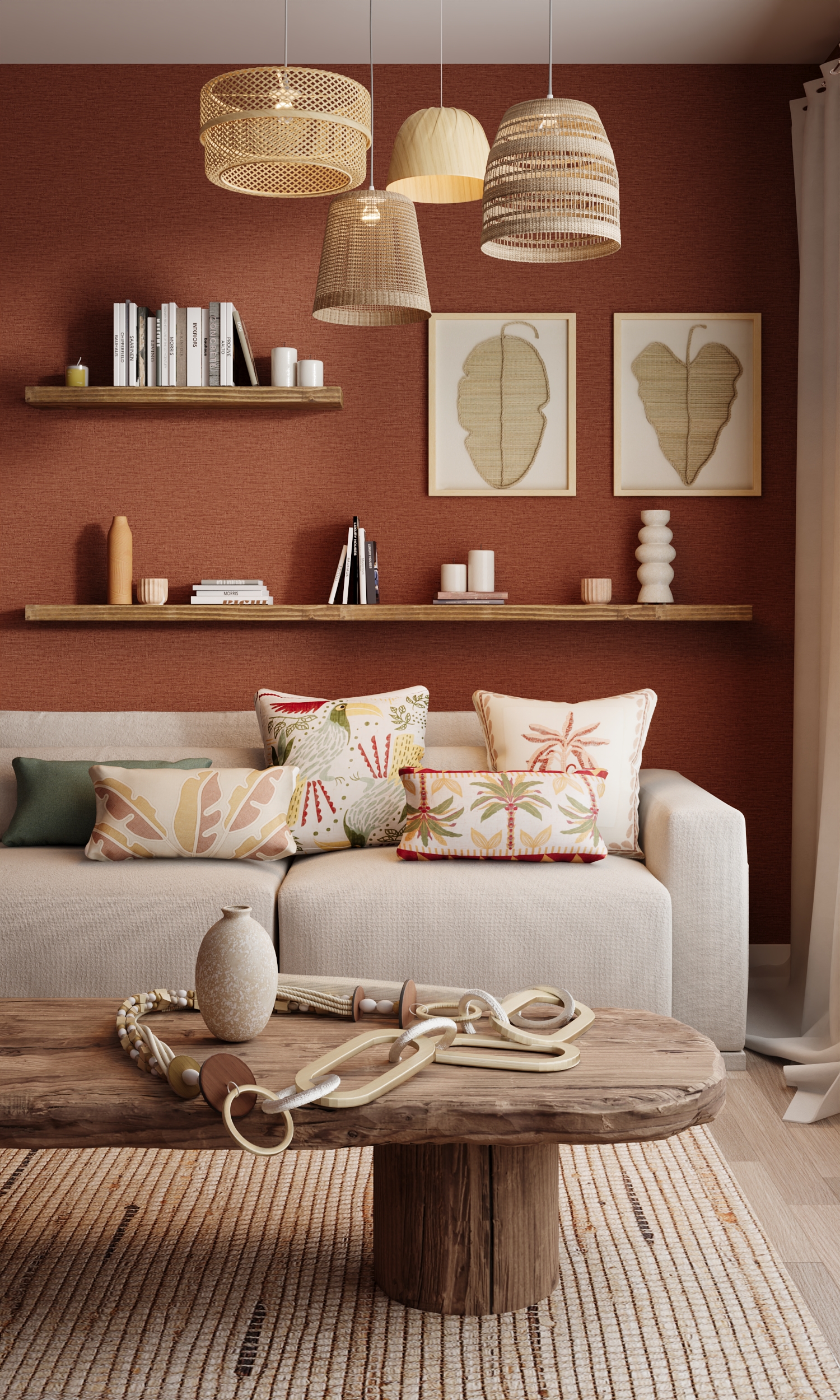 sala de estar confort&aacute;vel e decorada