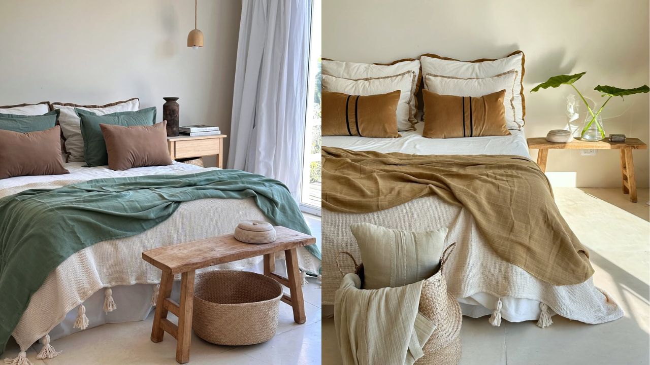 Decora&ccedil;&atilde;o de cama com almofadas